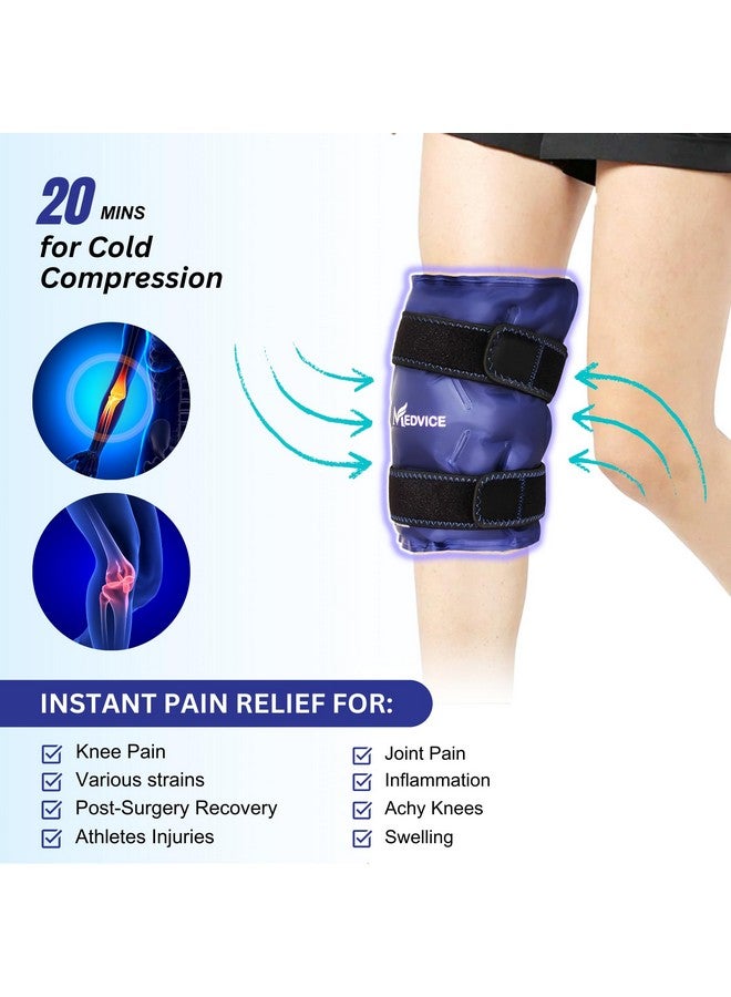 Medvice Ice Pack with Cold Compression for Knee Pain Relief, Swelling, Knee Replacement Surgery, Arthritis, and Injury Recovery, Adjustable Straps, Reusable Gel Ice Wrap for Meniscus Tear and ACL Blue - Image 2