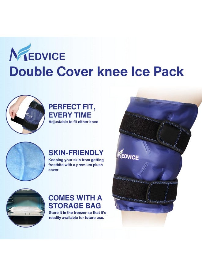 Medvice Ice Pack with Cold Compression for Knee Pain Relief, Swelling, Knee Replacement Surgery, Arthritis, and Injury Recovery, Adjustable Straps, Reusable Gel Ice Wrap for Meniscus Tear and ACL Blue - Image 1