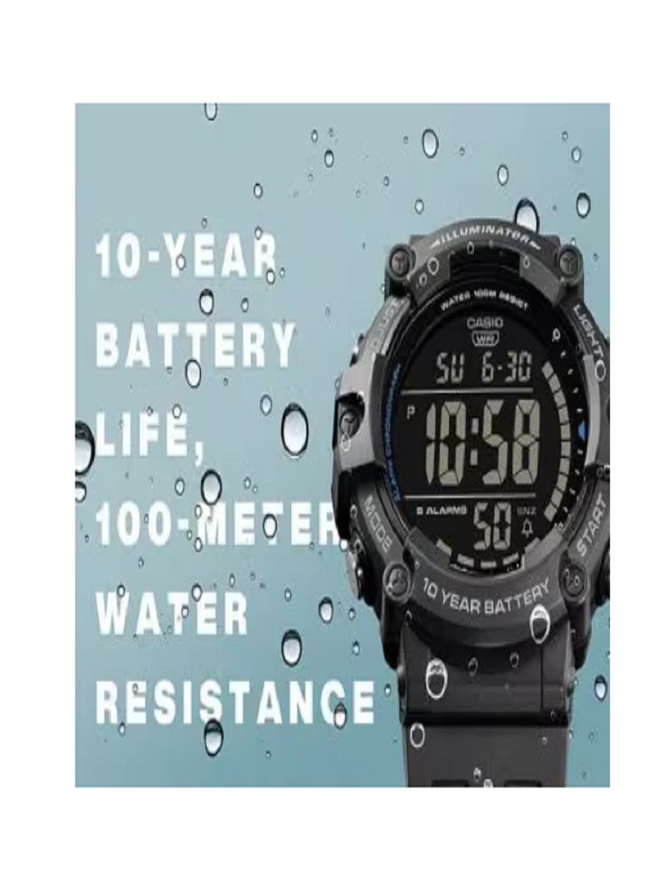 Casio Digital Wrist Watch — World Time & Dual Time, 1/100‑Second Stopwatch, 24‑Hour Countdown Timer, 5 Alarms, LED Amber Backlight, Auto‑Calendar, 12/24‑Hour Format - Image 2