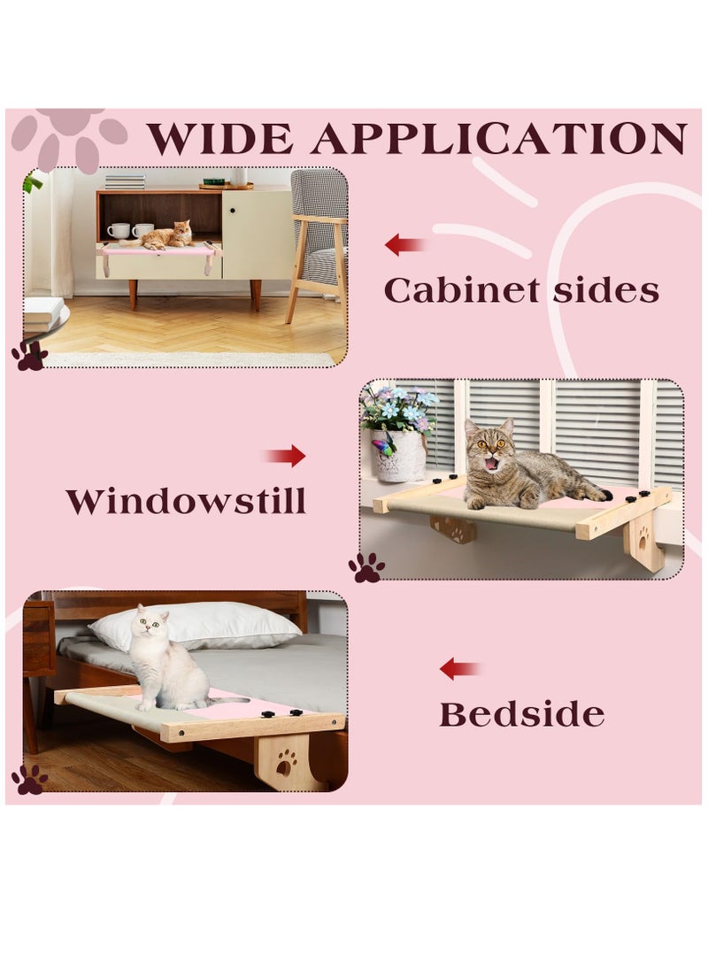 Arabest - Cat Window Perch Hammock with Wood & Metal Frame for Indoor Large Cats,Windowsill, Bedside, Drawer and Cabinet,Sturdy Adjustable and Assemble Cat Bed - Image 1