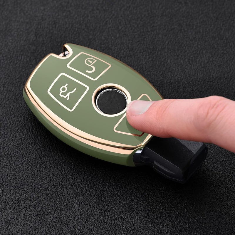 ELOHEI Mercedes Benz Key Fob Cover - Gold Edge Green - Image 2