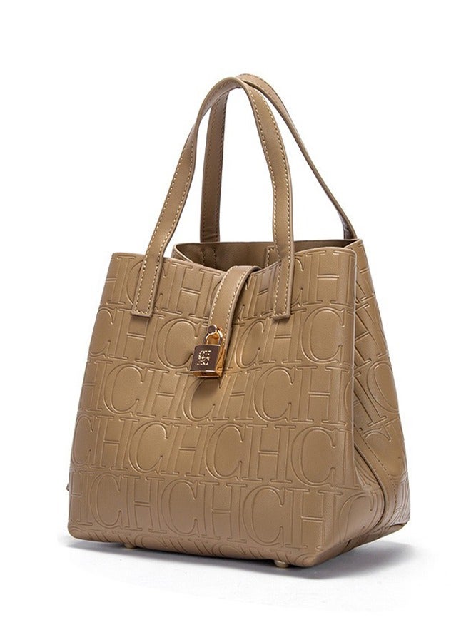 CH CH Spring Festival Fashion Large-capacity Women's Handbag Bucket Tote Bag Brown - Image 1
