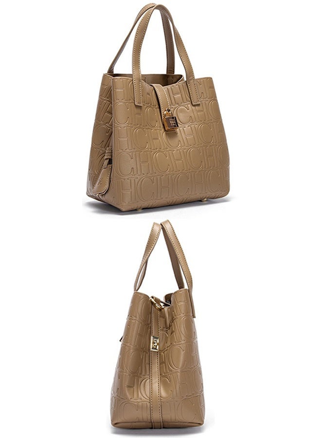 CH CH Spring Festival Fashion Large-capacity Women's Handbag Bucket Tote Bag Brown - Image 3