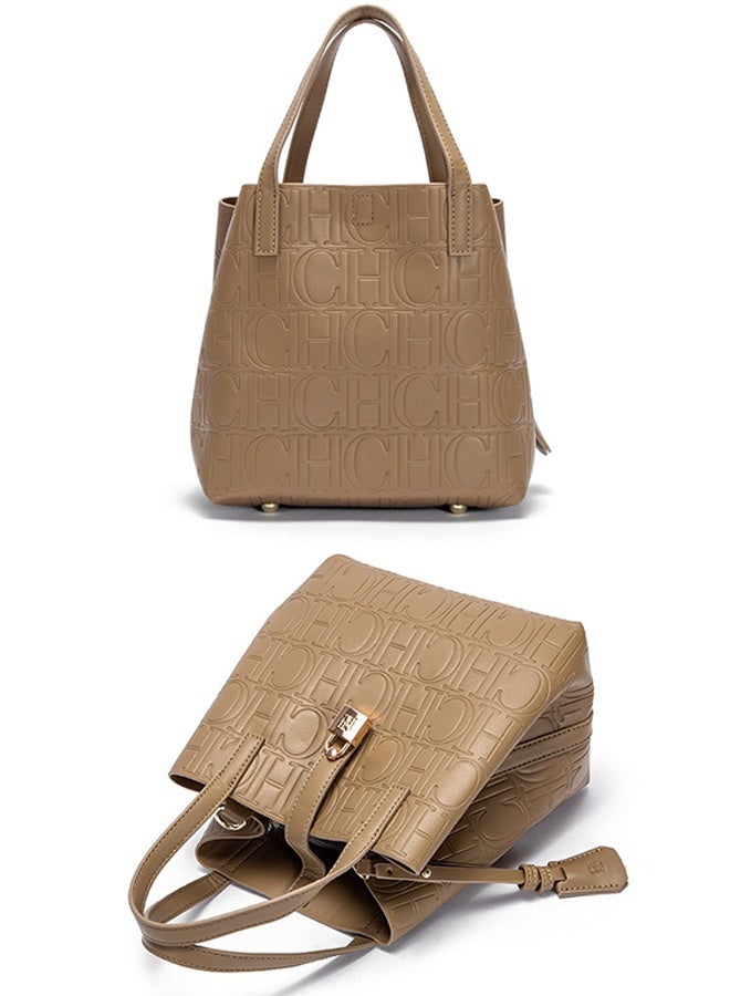 CH CH Spring Festival Fashion Large-capacity Women's Handbag Bucket Tote Bag Brown - Image 2