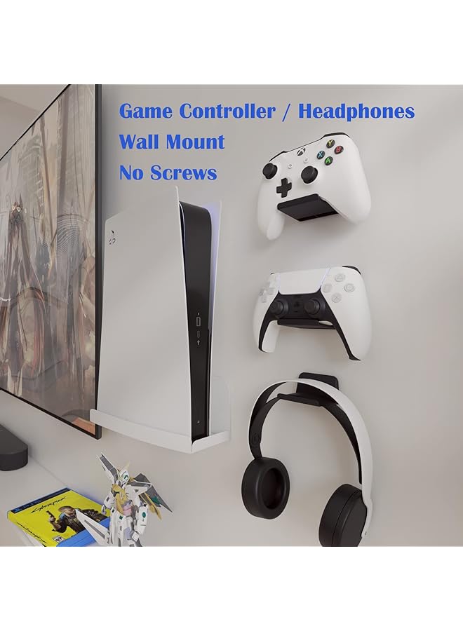 erorex Wall Mount Stand Holder For Game Controller Headphones 2 Pack Adhesive 3M Included Hangers Universal Hook Accessories For Gamepad Of Ps5 Ps4 Xbox No Screws - Image 2