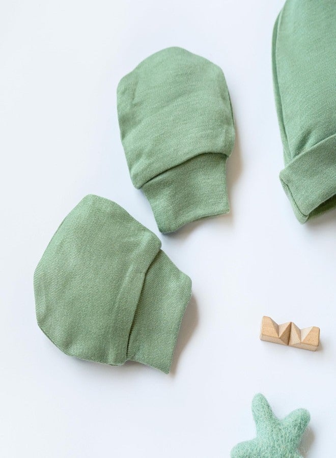 Cocoon Care Premium Bamboo Muslin Baby Set - Ultra-Soft Newborn Essentials Including Cap, Mittens, and Socks for Ultimate Comfort and Breathability Sage - Image 4