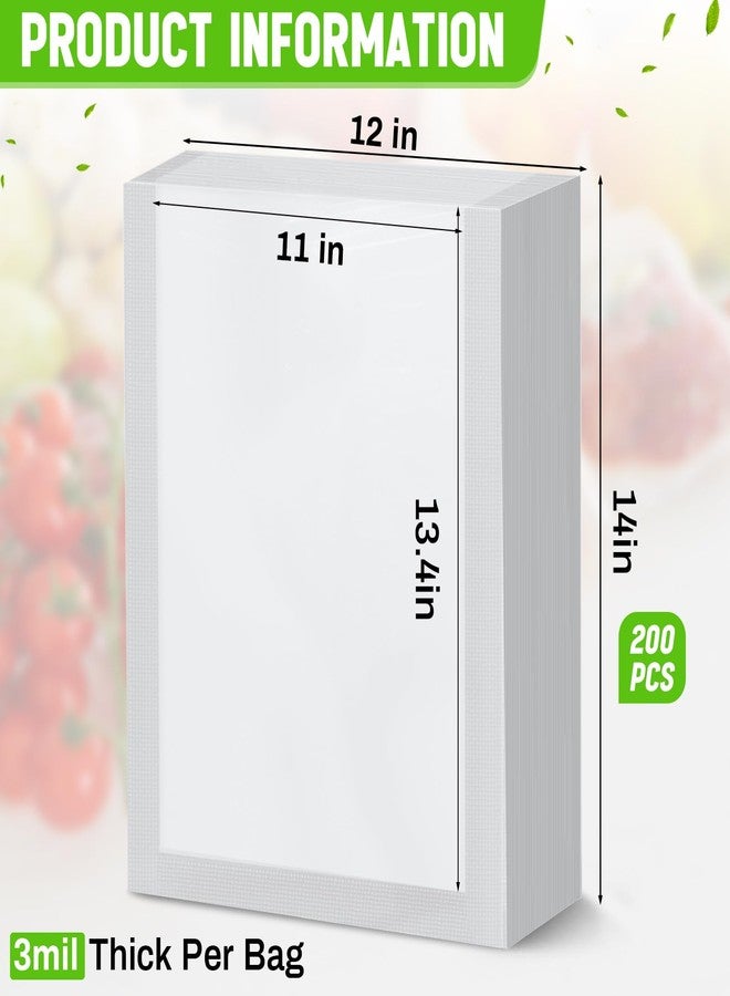 Woanger 200 Count Vacuum Sealer Bags for Food Clear Vacuum Chamber Sealer Bags 3 Mil 12" x 14" Bpa-free Grade Pouches for Food Storage - Image 2