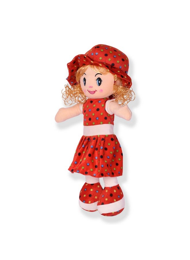 Besties Besties Big Size Beautiful Looking Super Soft 100cm Stuffed Girl Curly Doll-Polyfill Washable Cuddly Soft Plush Toy-Helps to Learn Role Play-100% Safe for Kids (100cm, Red)  - Image 3
