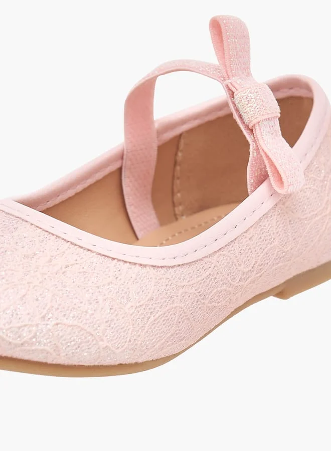 Flora Bella By Shoexpress Girls Textured Ballerina Shoes with Elasticated Strap