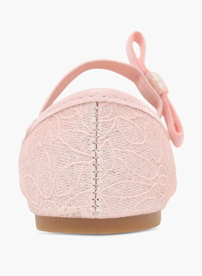 Flora Bella By Shoexpress Girls Textured Ballerina Shoes with Elasticated Strap