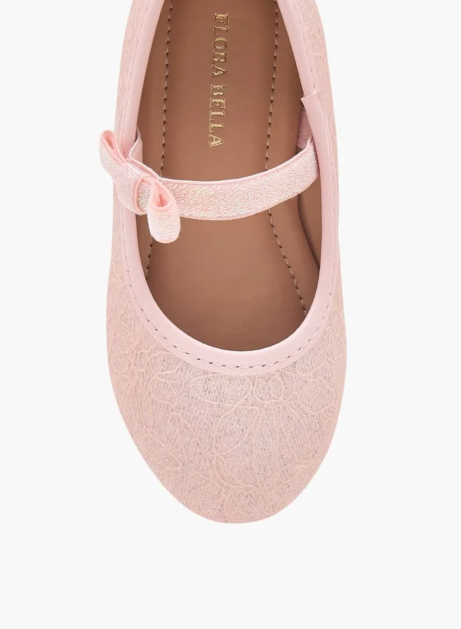 Flora Bella By Shoexpress Girls Textured Ballerina Shoes with Elasticated Strap