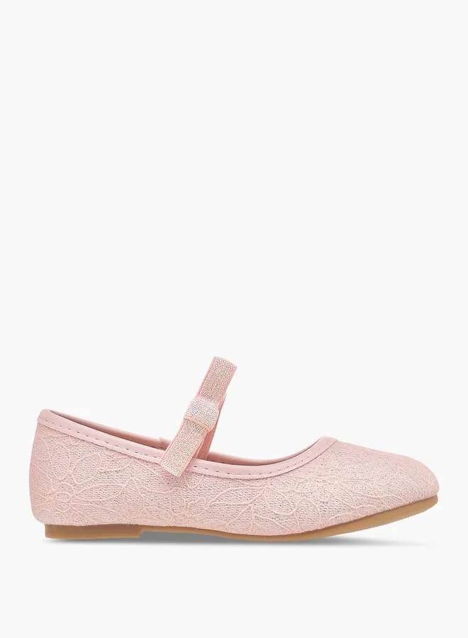 Flora Bella By Shoexpress Girls Textured Ballerina Shoes with Elasticated Strap