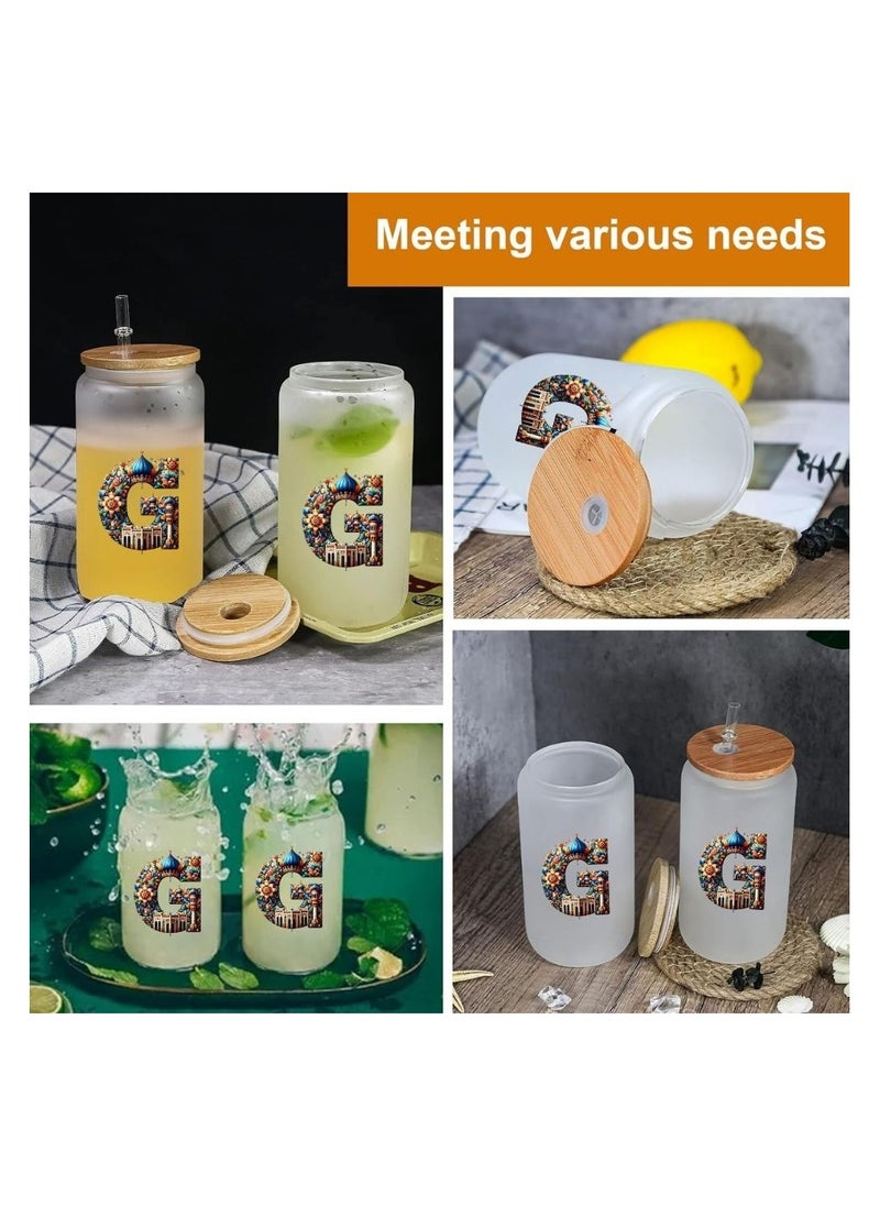 PRINTSHOP4ME Eco-Friendly Reusable Glass Bottle with Straw and Bamboo Lid - 455 ml Initial Monogram Floral Design - Perfect for Iced Coffee, Tea - Durable, and Leak-Proof - Ideal for Office, and Travel  - Image 5
