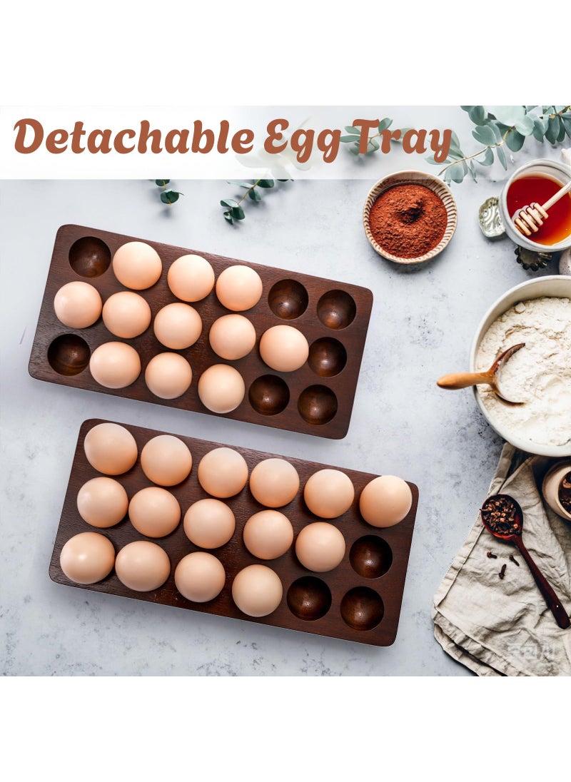 Youeon YOUEON Acacia Wooden Egg Holder with Double Layers, Detachable Wooden Egg Tray Holds 36 Fresh Eggs, Deviled Egg Plates, Countertop Egg Storage for Gathering Fresh Eggs, Easter Eggs, Rustic Decor  - Image 5