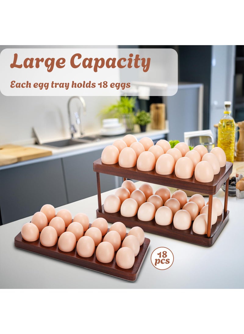 Youeon YOUEON Acacia Wooden Egg Holder with Double Layers, Detachable Wooden Egg Tray Holds 36 Fresh Eggs, Deviled Egg Plates, Countertop Egg Storage for Gathering Fresh Eggs, Easter Eggs, Rustic Decor  - Image 4