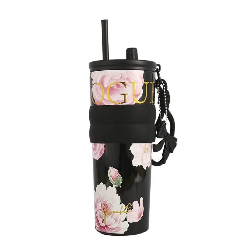 710 ml Stainless Steel Coffee Mug with Sipper Lid in in Black , for Work and School - Image 1