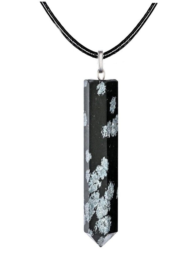 EDMIRIA Reiki Unisex Pencil Shape Crystal Stone Pendant/Locket for Reiki Healing & Crystal Healing Gemstone Pendant for Spiritual Energy Hexagonal Pendant for Men & Women (Snowflake)