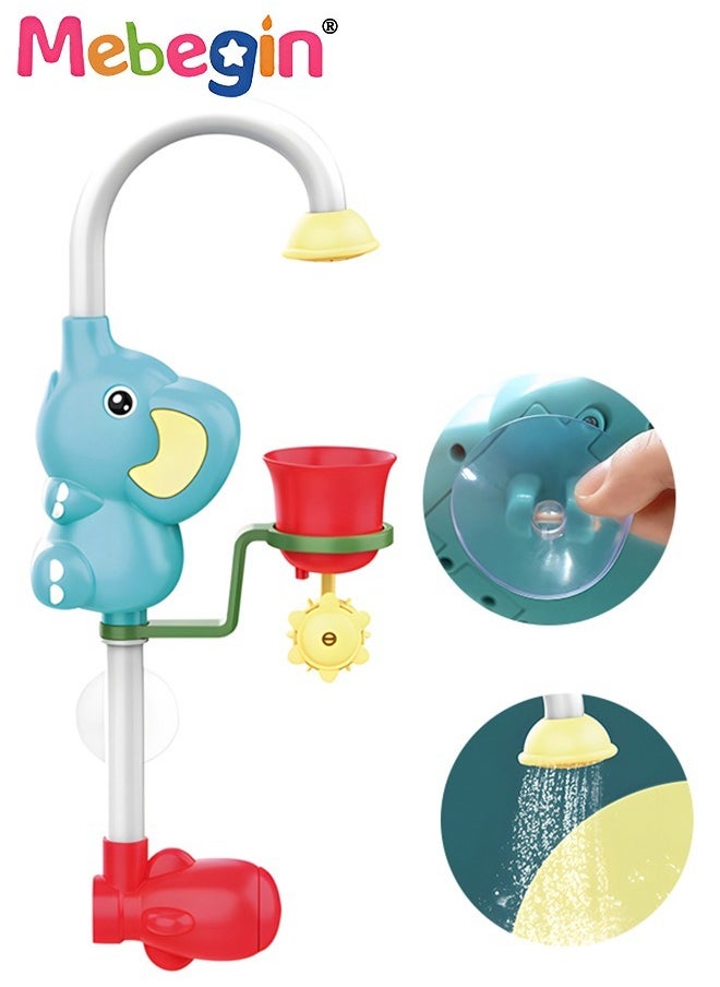 MEBEGIN - Electric Baby Bath Shower Head with 2 Powerful Suction Cups, Adorable Elephant-shaped Bathtub Toy with 180° Adjustment Sprinkler, Great for Rinsing Baby's Hair, Maximum Fun in Tub or Sink for Newborn Babies, 16.5*7.5*41cm - Image 1
