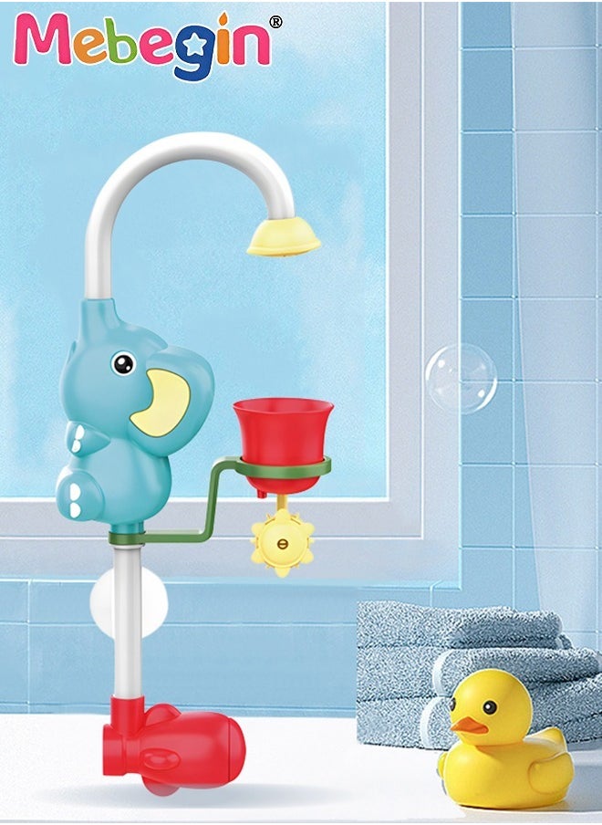 MEBEGIN - Electric Baby Bath Shower Head with 2 Powerful Suction Cups, Adorable Elephant-shaped Bathtub Toy with 180° Adjustment Sprinkler, Great for Rinsing Baby's Hair, Maximum Fun in Tub or Sink for Newborn Babies, 16.5*7.5*41cm - Image 1