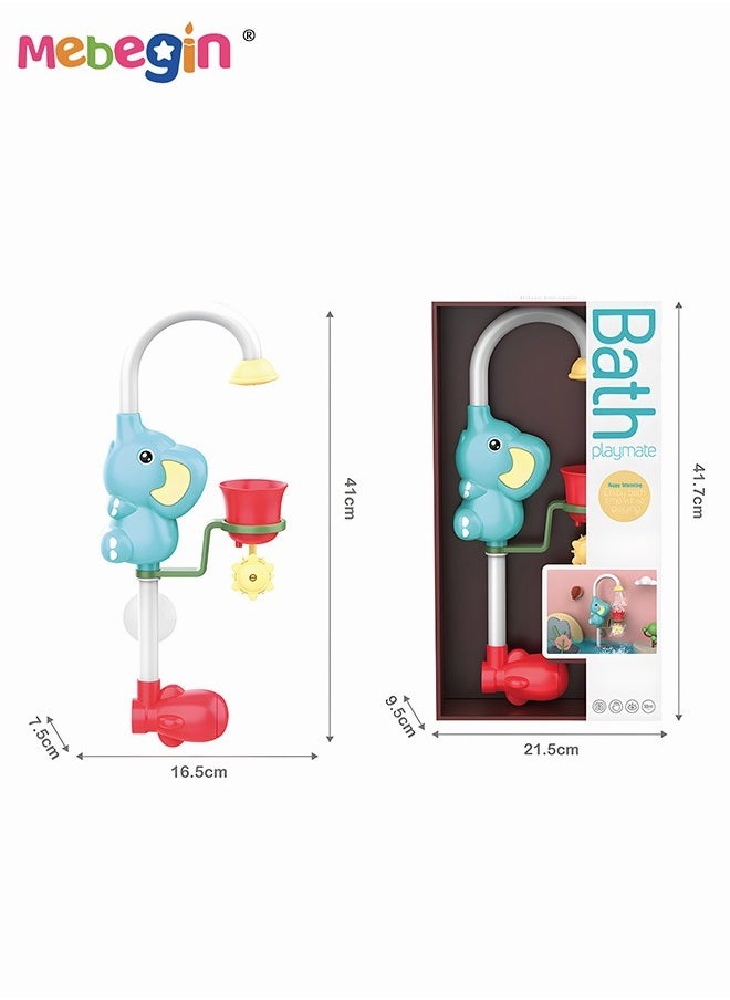 MEBEGIN - Electric Baby Bath Shower Head with 2 Powerful Suction Cups, Adorable Elephant-shaped Bathtub Toy with 180° Adjustment Sprinkler, Great for Rinsing Baby's Hair, Maximum Fun in Tub or Sink for Newborn Babies, 16.5*7.5*41cm - Image 1