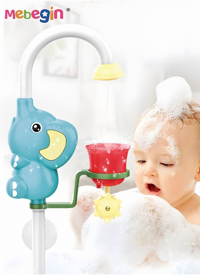 MEBEGIN - Electric Baby Bath Shower Head with 2 Powerful Suction Cups, Adorable Elephant-shaped Bathtub Toy with 180° Adjustment Sprinkler, Great for Rinsing Baby's Hair, Maximum Fun in Tub or Sink for Newborn Babies, 16.5*7.5*41cm - Image 1