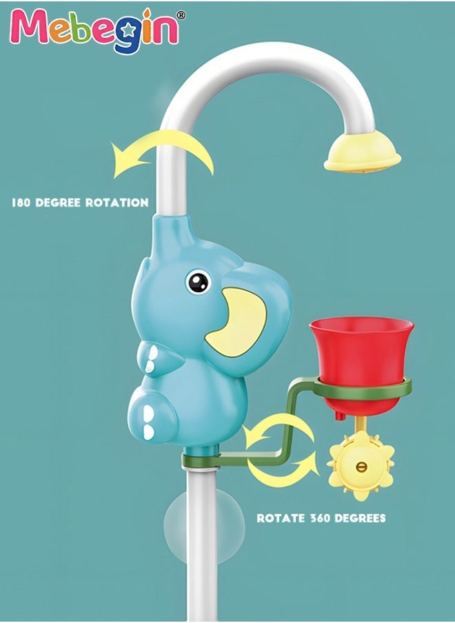 MEBEGIN - Electric Baby Bath Shower Head with 2 Powerful Suction Cups, Adorable Elephant-shaped Bathtub Toy with 180° Adjustment Sprinkler, Great for Rinsing Baby's Hair, Maximum Fun in Tub or Sink for Newborn Babies, 16.5*7.5*41cm - Image 1