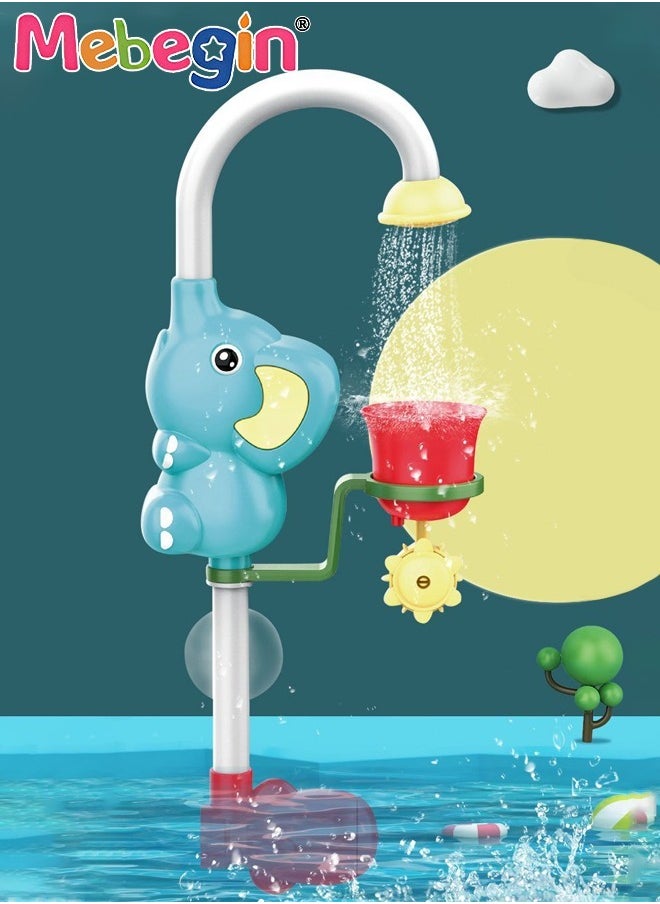 MEBEGIN - Electric Baby Bath Shower Head with 2 Powerful Suction Cups, Adorable Elephant-shaped Bathtub Toy with 180° Adjustment Sprinkler, Great for Rinsing Baby's Hair, Maximum Fun in Tub or Sink for Newborn Babies, 16.5*7.5*41cm - Image 1