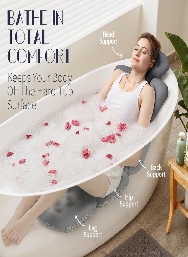 VOXOR Full Body Bath Pillow for Bathtub, Thick Bathtub Cushion with Laundry Bag, Luxury Tub Pillow for Bath for Headrest Neck and Back Support Gray 56" x 16" - Image 3