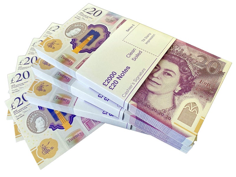 Big Screen Stacks  New Edition x 3 Stacks of 20 Prop Money Pounds  Made by UK Industry Award Winners  6000 in Pretend Bank Notes  Compliant with Bank Of England