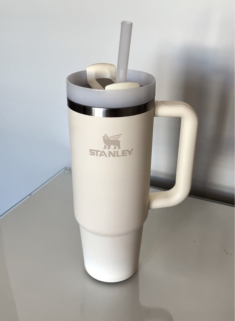 STANLEY Quencher H2.0 FlowState™ Tumbler 40oz – Beige– Stainless Steel Vacuum Insulated Cup with Handle, Lid & Straw – Keeps Drinks Hot or Cold for Hours - Image 5