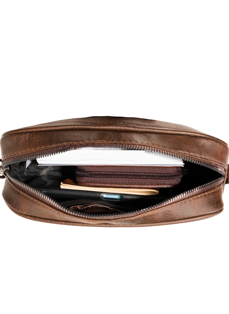 Motevia - Men's Leather Handbag and Crossbody Bag 2*1 Men's Handbag with Shoulder Strap and Detachable Wristlet - Image 1
