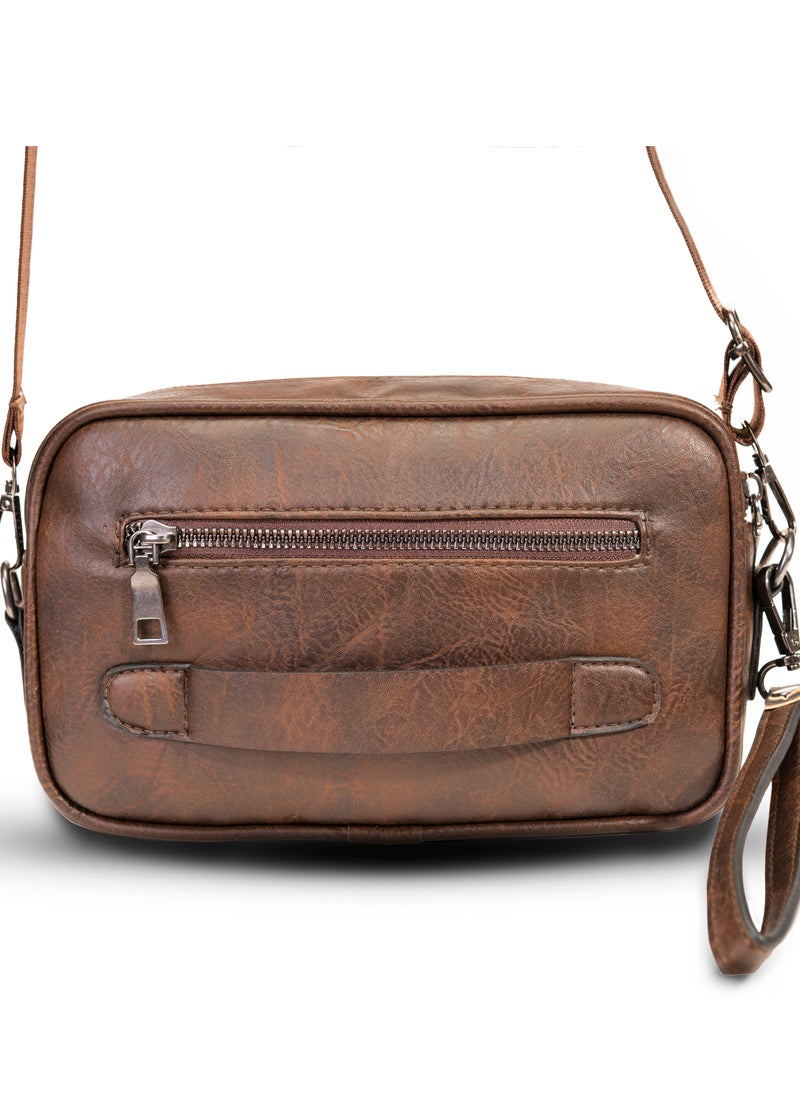 Motevia - Men's Leather Handbag and Crossbody Bag 2*1 Men's Handbag with Shoulder Strap and Detachable Wristlet - Image 1