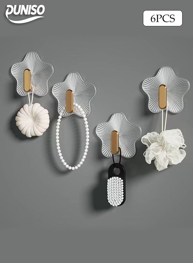 DUNISO 6 Pcs Self Adhesive Hooks，Personalized Creativity Stick On Wall and Door Hooks for Hanging，Multifunctional Waterproof Wall Hooks，Suitable For Bathrooms, Kitchens, Bedrooms, Doors - Image 1