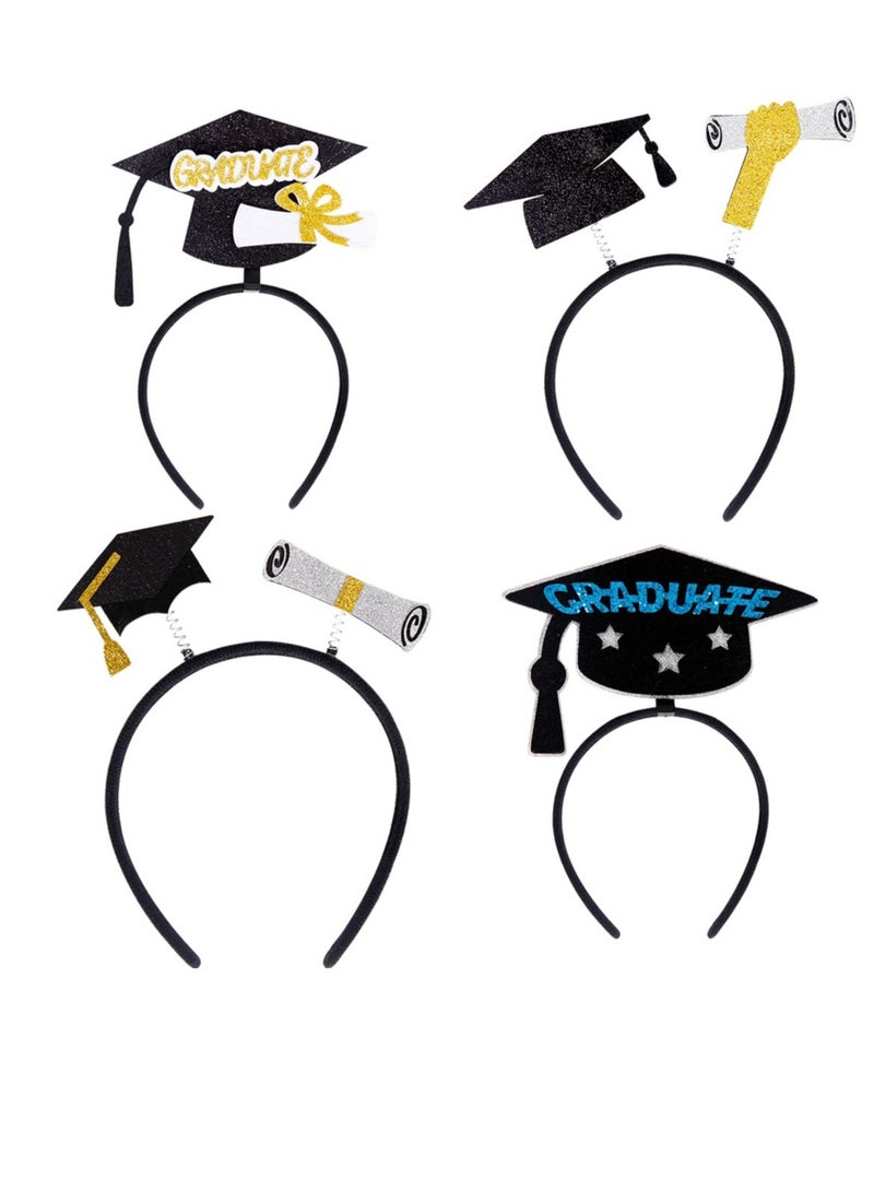 4 Pack Graduation Headband Graduation Cap, Graduation Hair Accessories, Suitable for Graduation Party Dress Up Costume Decorations - Image 1