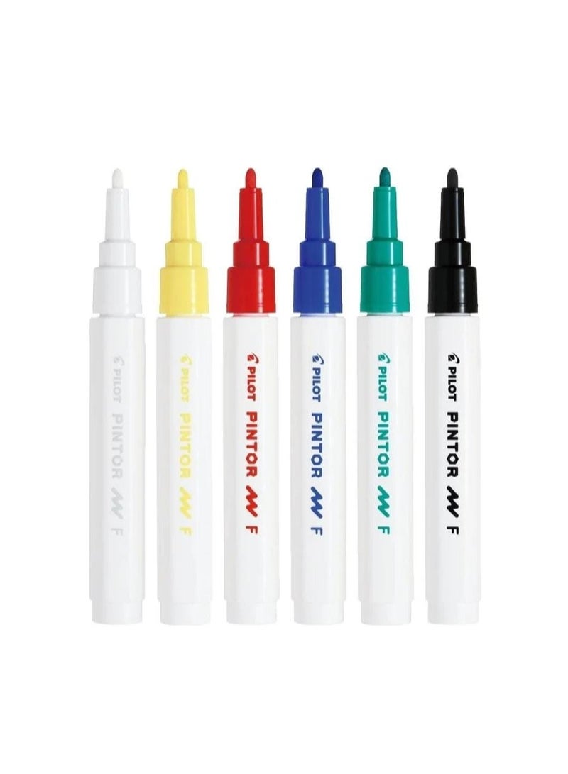 Pilot Pintor Water Based Paint Markers Set of 6 Fine 1.0mm Tip - Image 2
