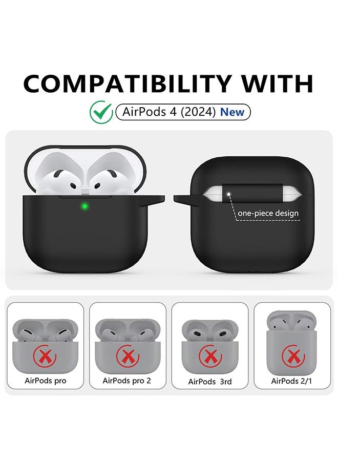 إم إكس إن قطعتان من غطاء الحماية السيليكون الناعم المتوافق مع Apple AirPods الجيل الرابع للنساء والرجال، غطاء حماية كاملة لـ Airpod 4 مع مجموعة منظف وسلسلة مفاتيح - Image 3