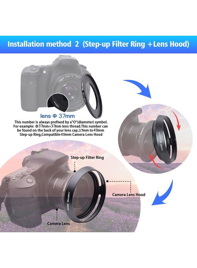 AMOTOK 49mm Camera Lens Hood Compatiable All Brands Ø49mm Lenses.Example 35mm/2.8ZA(SEL35F28Z),E16mmf/2.8(SEL16F 28) and PK DFA100mm/2.8 Macro,FA28mmf/2.8,FA50mmf/1.4,10-17mmf/3.5-4.5ED,Made of CNC - Image 5