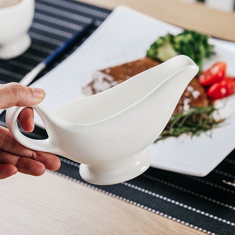 Sauce Boat Creamer Pitcher Gravy Boat Coffee Creamer Pitcher with Handle Size L - Image 4