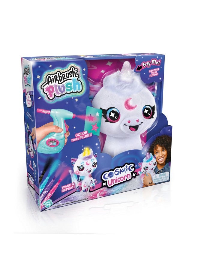 Canal Toys Canal Toys Airbrush Plush Cosmic Light Up Unicorn! Decorate, wash, Repeat! Customize Your own Spray Art Plush. Light up Fortune teller's Horn. Ages 6+  - Image 1