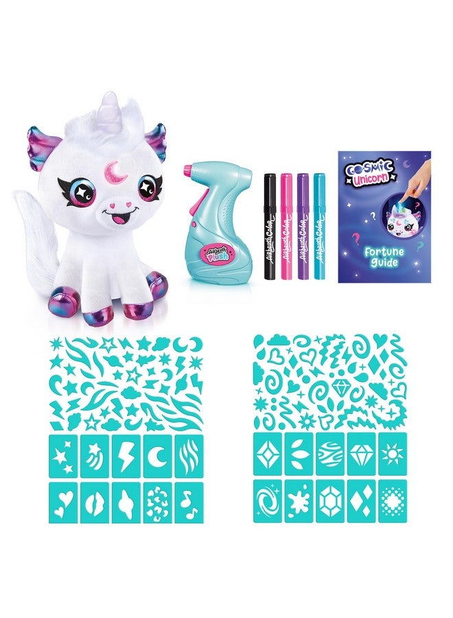 Canal Toys Canal Toys Airbrush Plush Cosmic Light Up Unicorn! Decorate, wash, Repeat! Customize Your own Spray Art Plush. Light up Fortune teller's Horn. Ages 6+  - Image 2