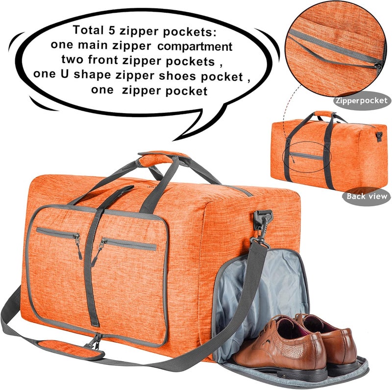 Vomgomfom Travel Duffle Bag for Men, 65L Foldable Travel Duffel Bag with Shoes Compartment Overnight Bag for Men Women Waterproof & Tear Resistant - Image 4