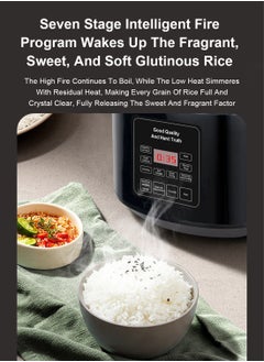 SILVER CREST 5 Liters - Electric Rice Cooker, 8 In 1 Instant Programmable, 700 Watts, 12 Smart Programs TK-108 Black  - Image 5
