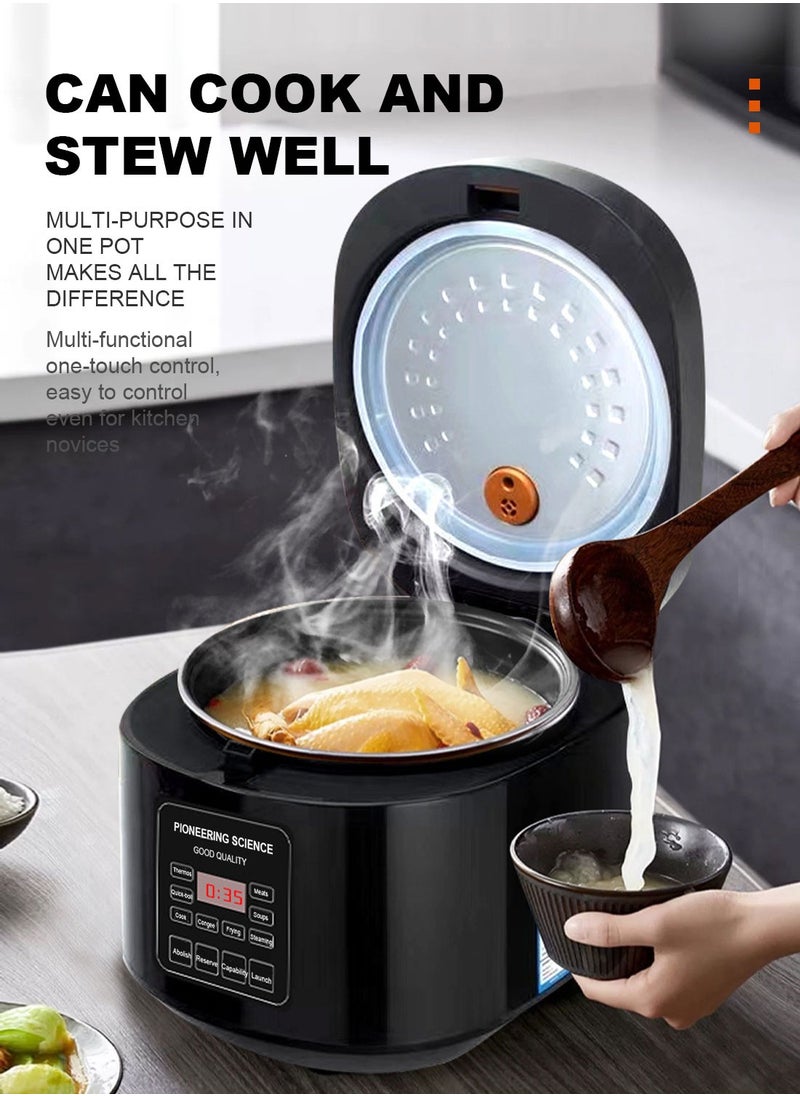 SILVER CREST - 5 Liters - Electric Rice Cooker, 8 In 1 Instant Programmable, 700 Watts, 12 Smart Programs TK-108 Black - Image 1