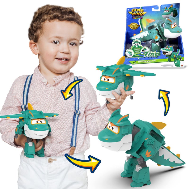 Super Wings 5 in Transformable Toys Tino, Transforming Airplane Robot for Boys and Girls, Action Figures Dinosaur Toy for Kids Age 3 4 5 6 7 8 9+ - Image 1