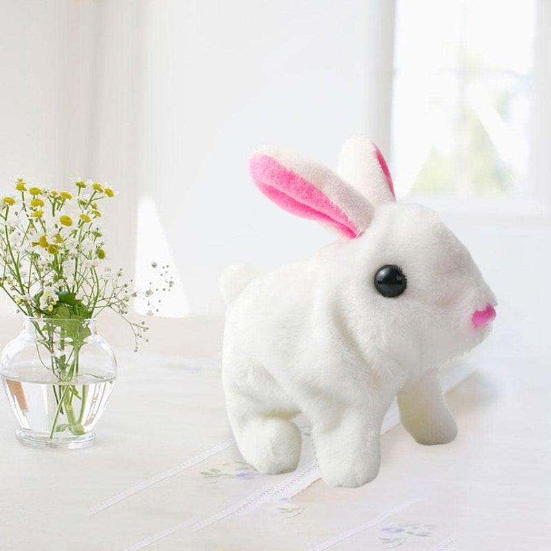 klarako Flurfy Bunny Toy, Simulation Display Smart Adorable Jumping Electric Flopsie Bunny Dolls Bunny Robot for Eve Gift Easter Girls Boys Toddlers  White - Image 2