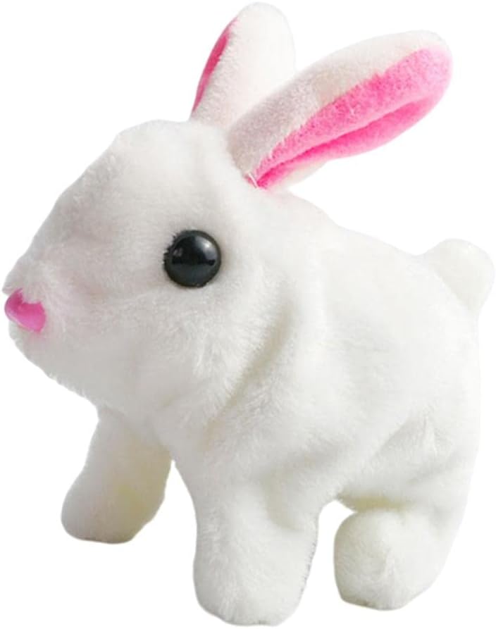 klarako Flurfy Bunny Toy, Simulation Display Smart Adorable Jumping Electric Flopsie Bunny Dolls Bunny Robot for Eve Gift Easter Girls Boys Toddlers  White - Image 1