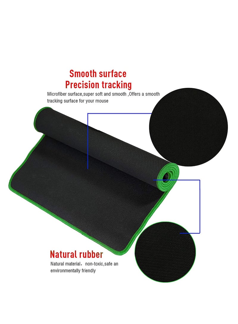 Gaming Mouse Pad Large - Anti-Slip & Waterproof - Comfortable - Black with GREEN