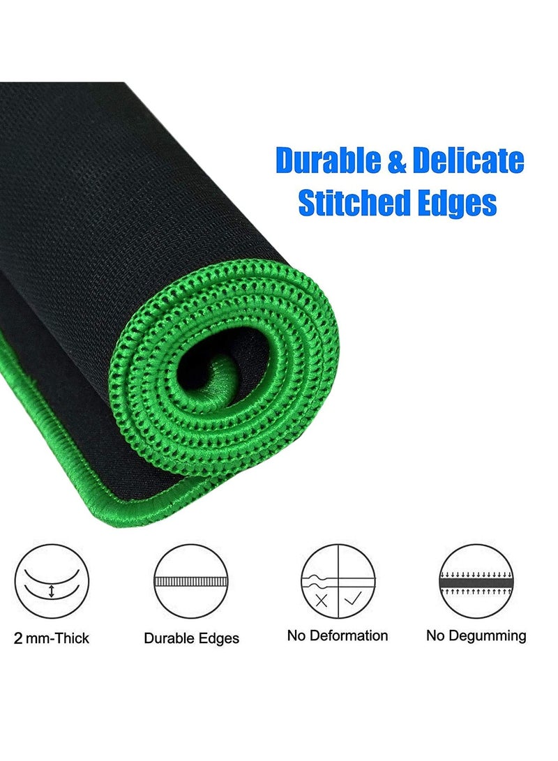 Gaming Mouse Pad Large - Anti-Slip & Waterproof - Comfortable - Black with GREEN