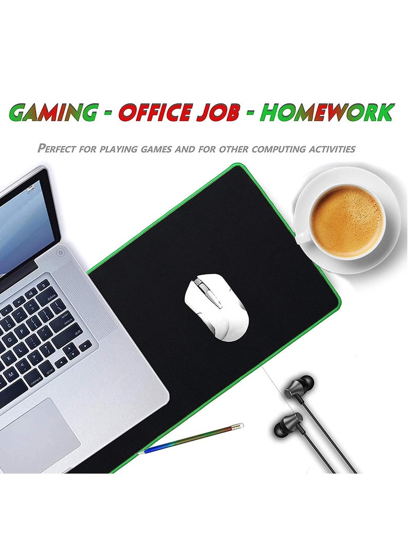 Gaming Mouse Pad Large - Anti-Slip & Waterproof - Comfortable - Black with GREEN
