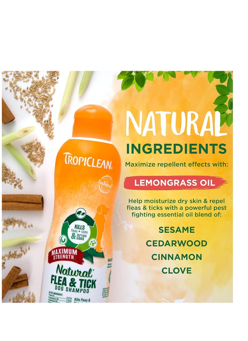 TropiClean TropiClean Maximum Strength Natural Flea and Tick Dog Shampoo for Flea and Tick Prevention for Dogs | Made in the USA | 20 oz  - Image 4